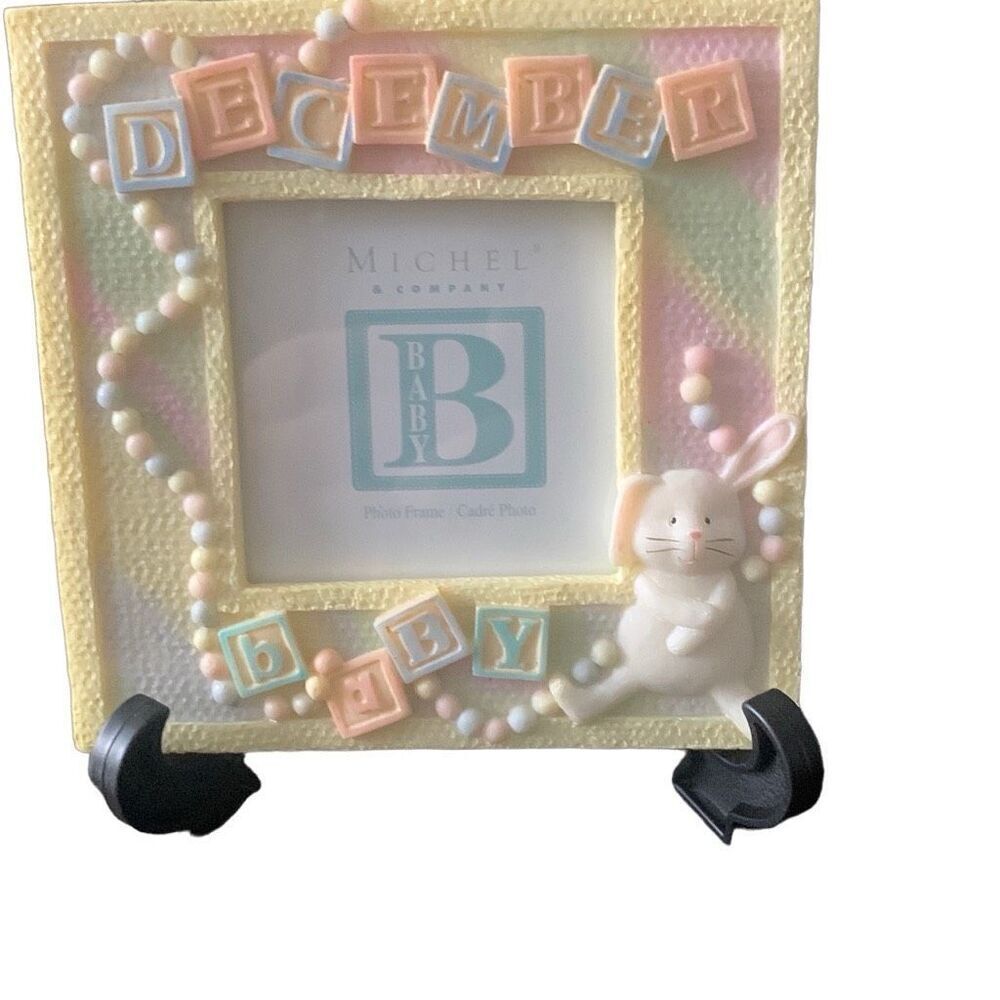 NEW Michel Company Baby Bunny December Photo Frame 4x4 Great Gift